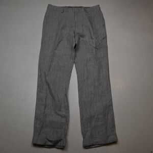 Baird McNutt 29x30 Gray Herringbone 100% Linen Alex Slim Cuffed Mens Pants